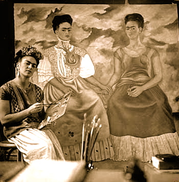 black and white artists paintings. Frida Kahlo painting “The Two